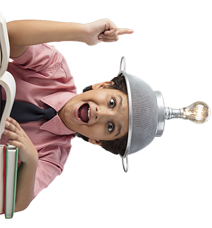 A curious child with a lightbulb above their head